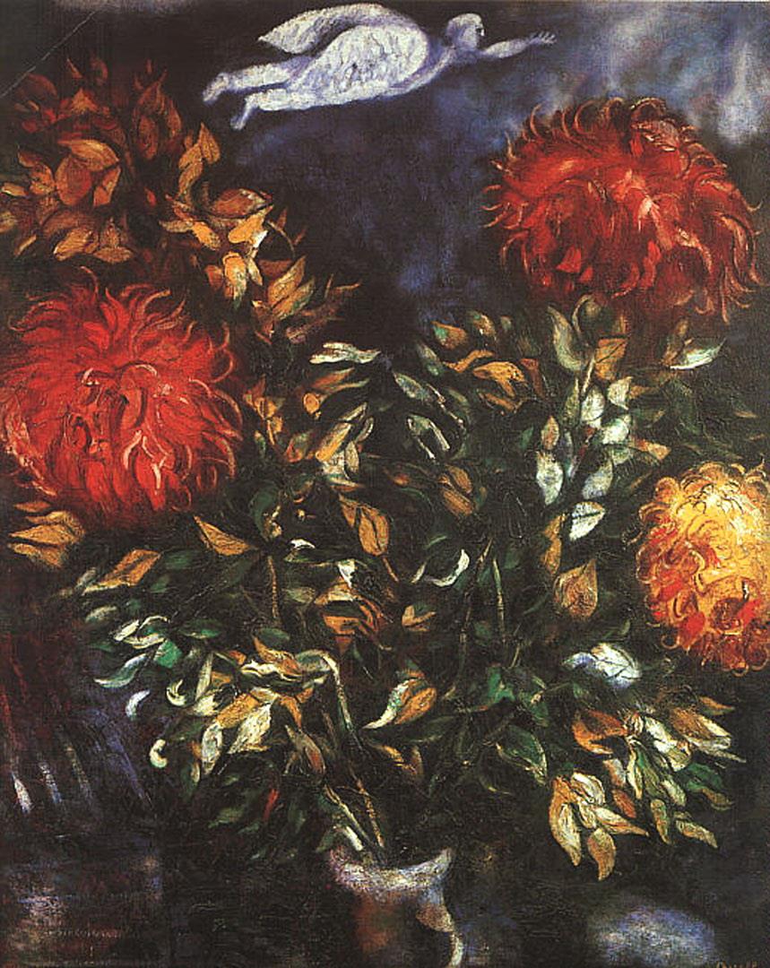 Chrysanthemums contemporary Marc Chagall Oil Paintings